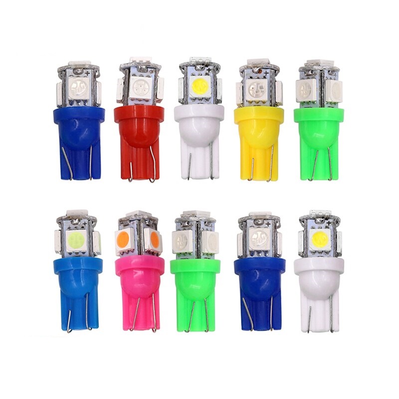 Pac ahorro de 10 bombillas para coche t10 w5w compatible con t15 w16w Led Color a elegir luz de posición blanca Interior de color mas luz en el cuadro